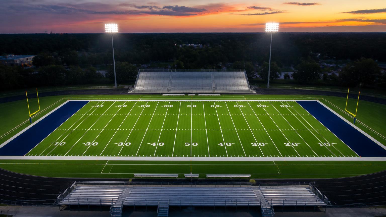Vista aérea de un campo de futbol americano